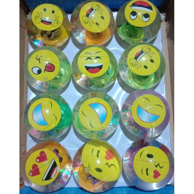 Mainan Bola Terpopuler/ Bola Bekel Lampu LED Besar - Motif Smile