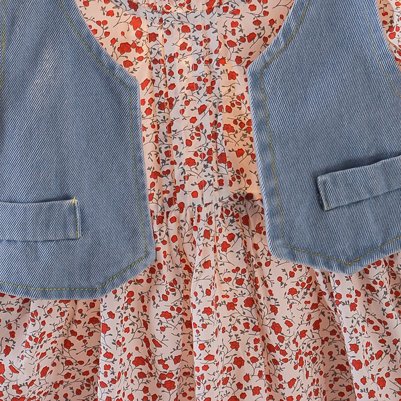 CHUBBI 121 Dress Bayi Perempuan Motif Bunga Aksen Rompi