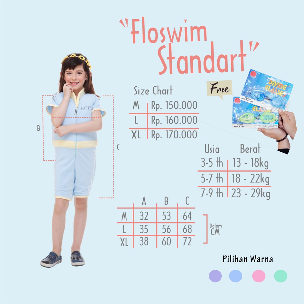 Cuddle Me - Baju Renang Pelampung Anak / Kids Floating Swimsuit Flo Swim - Standard MLXL