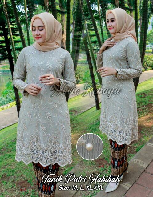 TERBARU - TUNIK NOVIE MELAYU - kebaya tunik bahan tulle bordir motif/baju tradisional kebaya modern