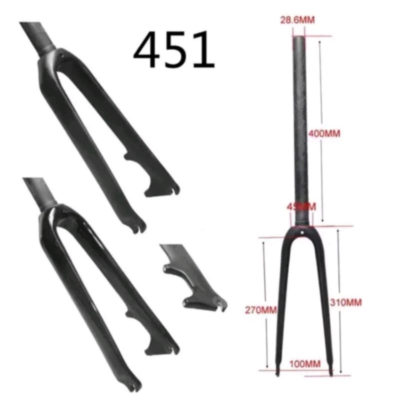 Fork Carbon 20 inch 22 inch Disc Brake OS Fork Carbon Rigid Hybrid Sepeda Lipat BMX