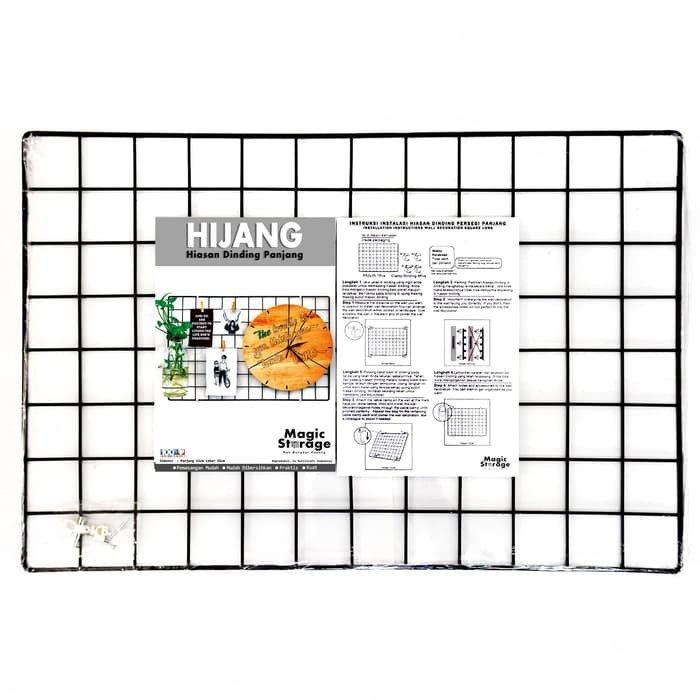 Hiasan Pajangan Dinding Black Grid Wire Wall Mesh 35x52 cm Pernak Pernik Kamar