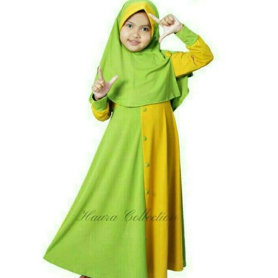 20 Inspirasi Gamis Anak  Kombinasi Warna  Kuning  Retai House