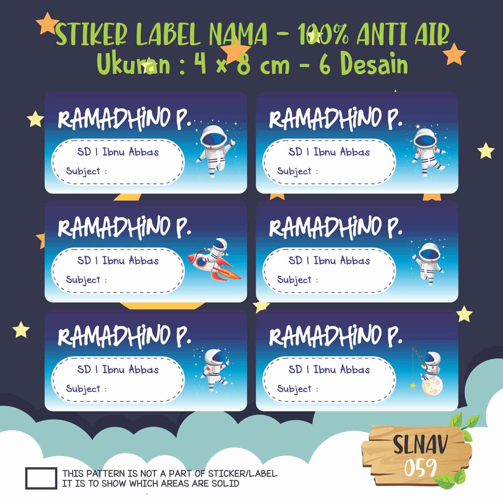 

sticker label nama anak kartun putri cute lucu princess super hero kupu-kupu SLNAV 059
