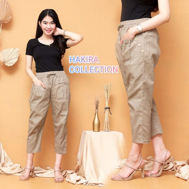 Celana Katun Wanita Stretch 7/9 Gio Baggy Pants//celana wanita korea || celana panjang wanita