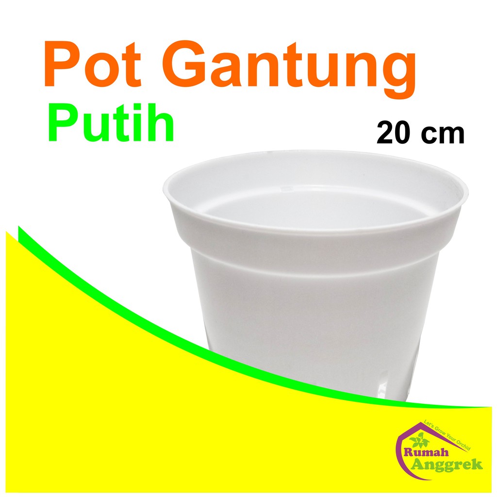 Pot Anggrek Gantung 20 cm Putih besar dewasa cattleya bulat dendrobium kaki 3 tebal bulan phalaenops