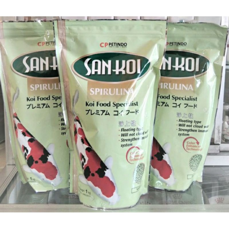 Pakan ikan Koi SanKoi Spirulina 1kg / San Koi 1Kg FRESHPACK Size Small / San Koi 1Kg Size Medium FRE