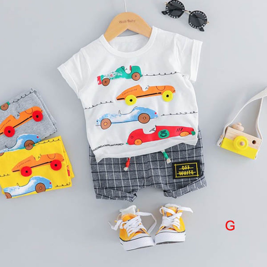 SETELAN ANAK LAKI SPORT CARS PUTIH | BAJU SET ANAK LAKI IMPORT