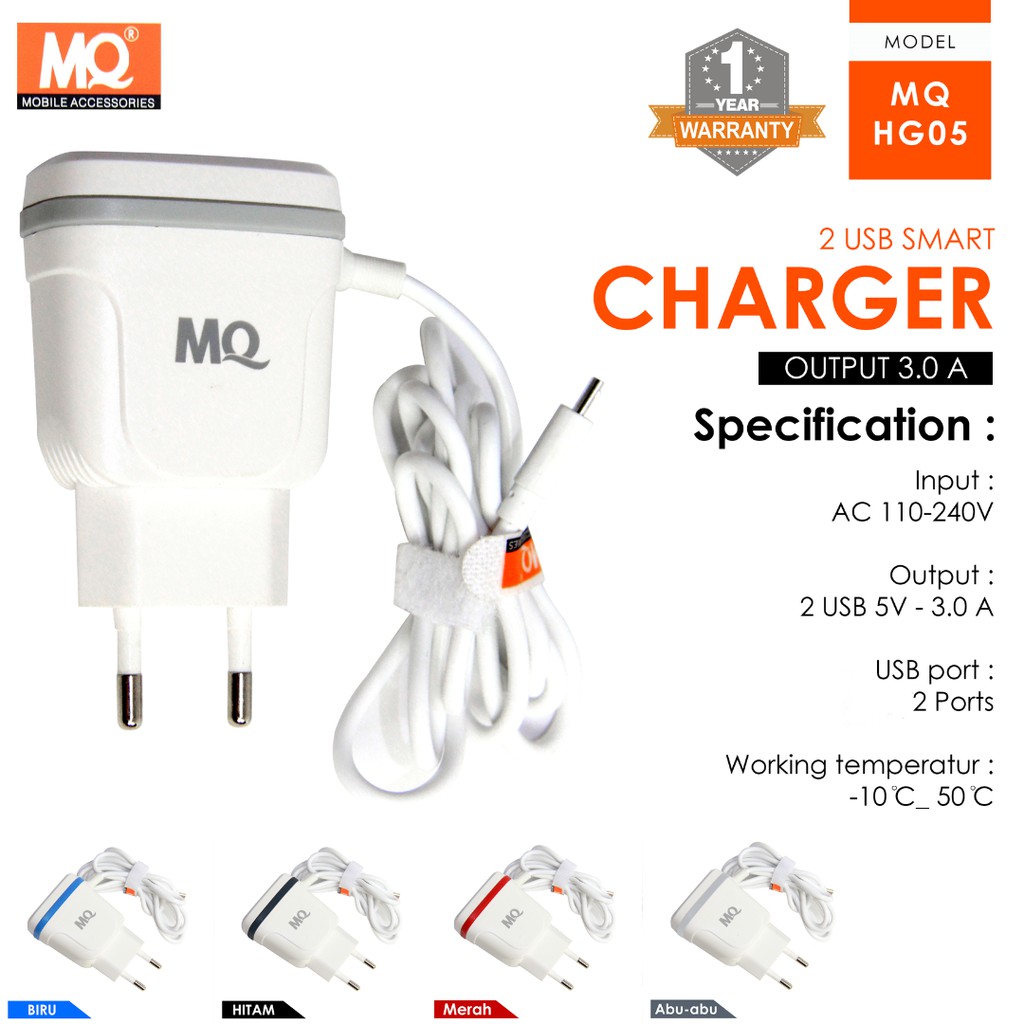 MQ Charger Fast Charging Kabel Micro Original Casan Quick Charge 3.0A MQ-HG05 - Garansi 1 Tahun