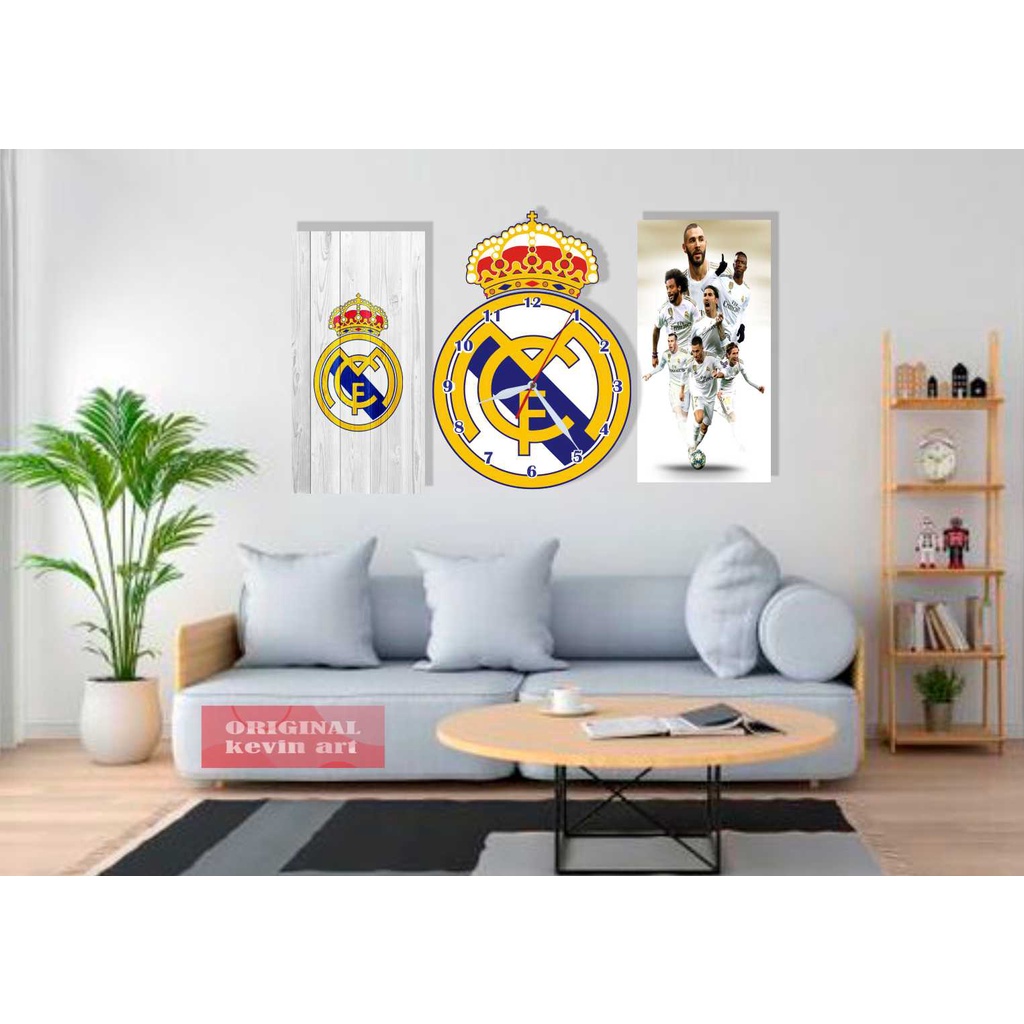 JAM DINDING KAYU MINIMALIS LOGO REAL MADRID KARAKTER TEMPEL TEMBOK UNIK CUSTOM BESAR BELI JAM DINDING GRATIS HIASAN DINDING 1 SET PROMO DEKORASI DINDING KAMAR TIDUR AESTHETIC KARAKTER ARTISTIK MURAH MINIMALIS MODERN MEWAH CUSTOM POSTER KAYU KLUB BOLA