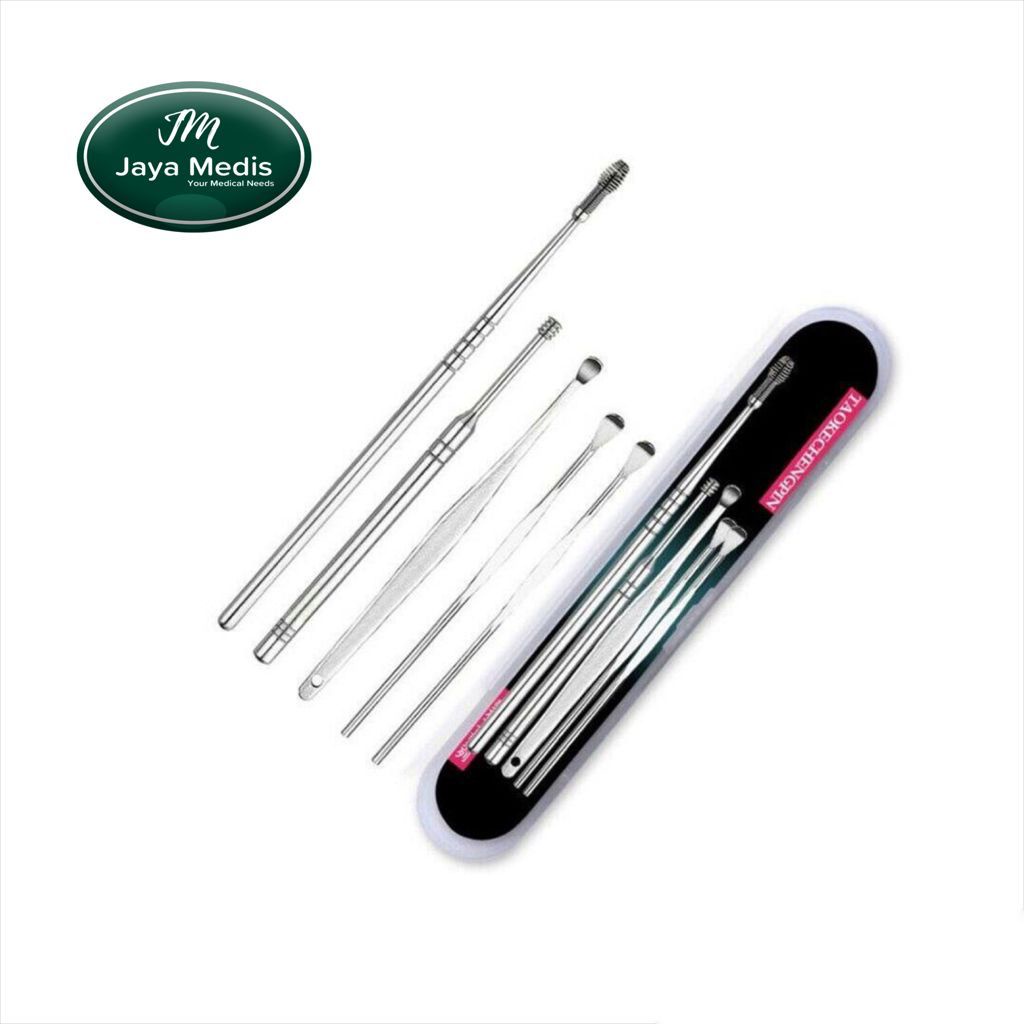 Korek Kuping Pembersih Telinga Bahan Stainless Steel 1 Set