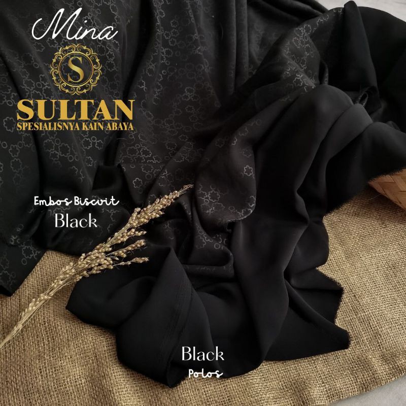 50CM EMBOS BISCUIT MINA ANTI UV  BLACK KAIN SULTAN