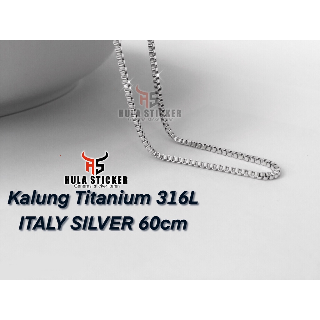 [40CM - 75CM] Kalung Titanium Pria Wanita Stainless Steel 316L ITALY KOTAK Kalung Anti Karat - Rantai Kalung Pendant