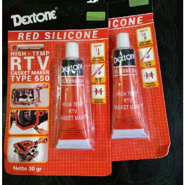 Dextone Silicone Red 30gr / Lem Gasket / Sealant Lem Silicone Merah (Hi-Temp / Tahan Panas)