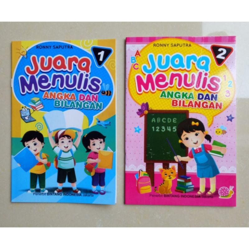 1 PAKET 2 BUKU ANAK JUARA MENULIS ANGKA DAN BILANGAN 1 & 2 KERTAS HVS