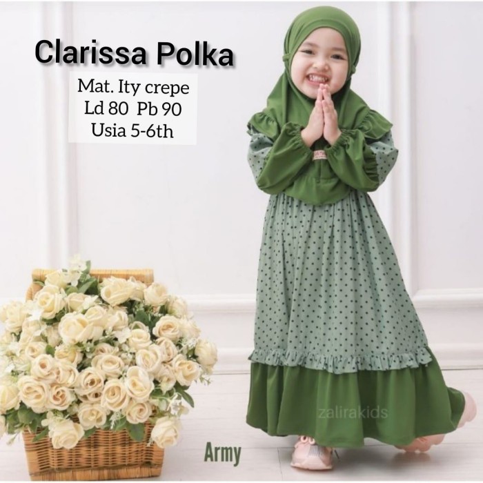 (PROMO) Gamis Anak 5 tahun Baju Gamis Muslim Anak CLARISSA army 5-6 th
