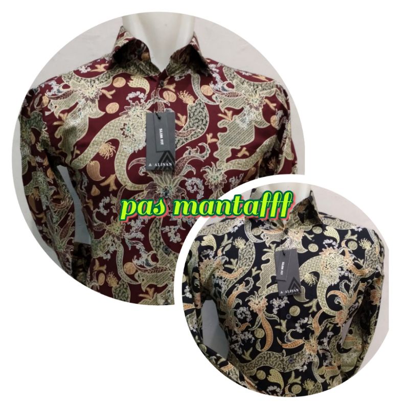 Banting Harga Kemeja Batik Alisan Printing Slimfit Lengan Panjang kN17daIE3NWol