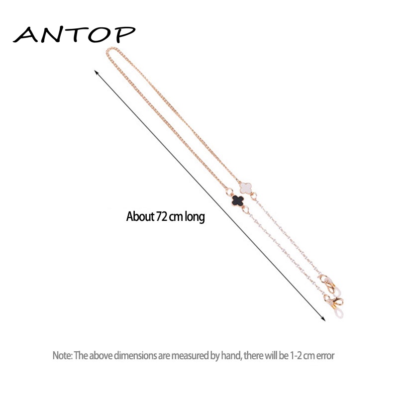 Rantai Kacamata Anti Hilang Desain Clover Aksen Mutiara