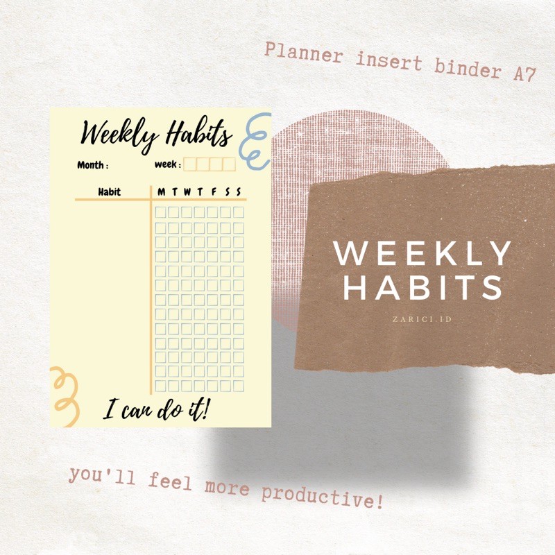 

[PLANNER A7] WEEKLY HABITS FOR 1 MONTH