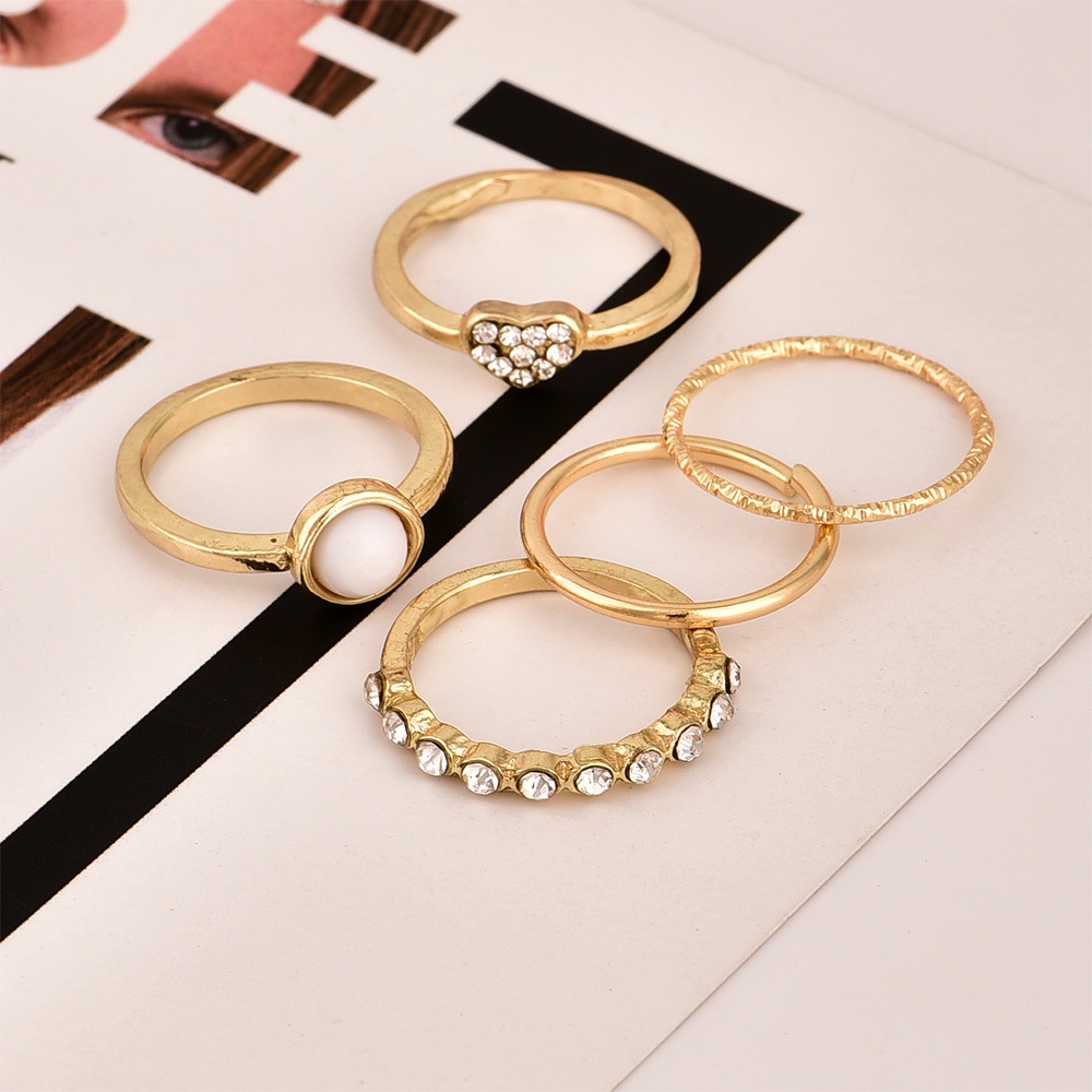 ➰CKK➰ 5pcs/set Korean Chain Open K13 Gold Rings Retro Simple Ring Jewelry Accessories