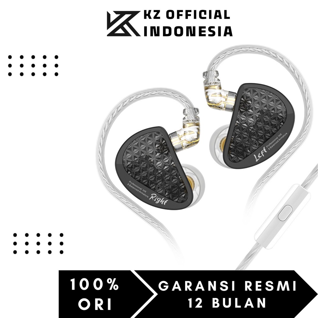 KZ AS16 Pro Metal In Ear Earphone 8 BA with MIC - Garansi Resmi