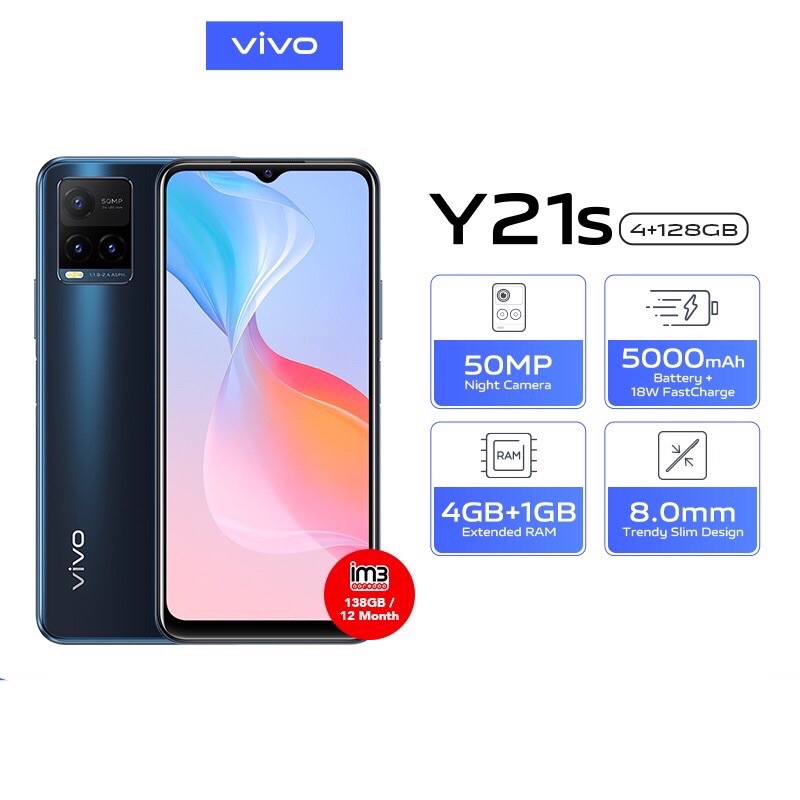 Vivo Y21s [4GB+128GB] MediaTek Helio G80 - 50MP Triple Camera - 5.51&quot; IPS LCD - 5000mAh Garansi Resmi Vivo 1 Tahun