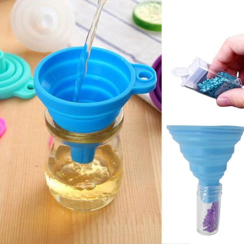 Corong Plastik Silikon Corong Portable Bisa Dilipat Panjang Pendek Corong Minyak Air