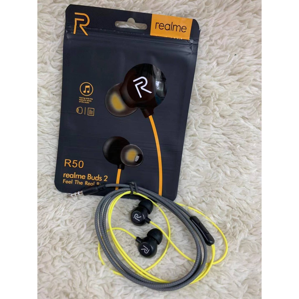 ⭐️ Jendela Kosmetik ⭐️ Handsfree Realme R50 / Headset Realme R50 Plus Stereo Bass / Earphone Handsfree HF Realme