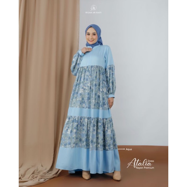 Pakaian Dress wanita Terbaru Atalia Dress By Arrafi 2022 Bahan Rayon premium super Halus Polos mix M