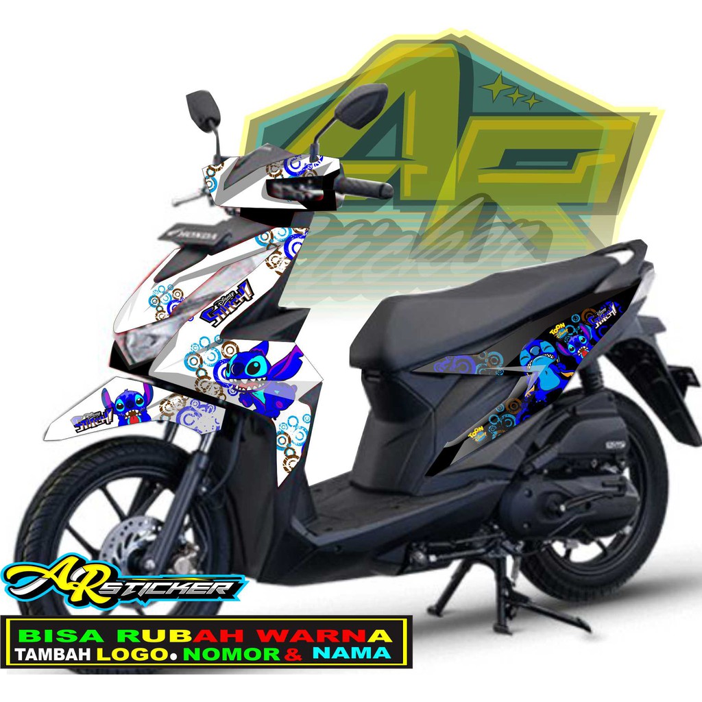 Decal Beat 2020 Beat Fi Beat Street Esp New Dekal full body Deluxe Honda Stiker sticker STICH PUTIH