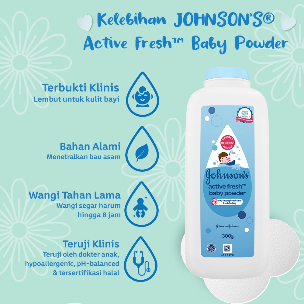 JOHNSON'S Active Fresh Baby Powder - Bedak Bayi 300gr