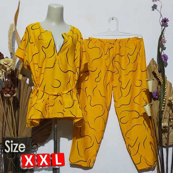 SETELAN BUSUI XXL /JUMBO CELANA PANJANG / BABYDOLL BALI / BAJU TIDUR / PIYAMA (pilih motif)