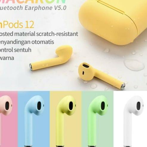 ☎ (2 Pcs) Headset Earphone Bluetooth i12 earphone bluetooth 5.0 Wireless Android/Iphone ➫