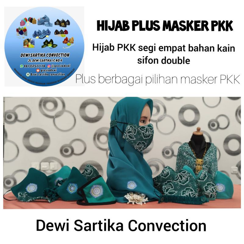 HIJAB plus Masker PKK aneka model bahan sifon double hicon terbaik termurah