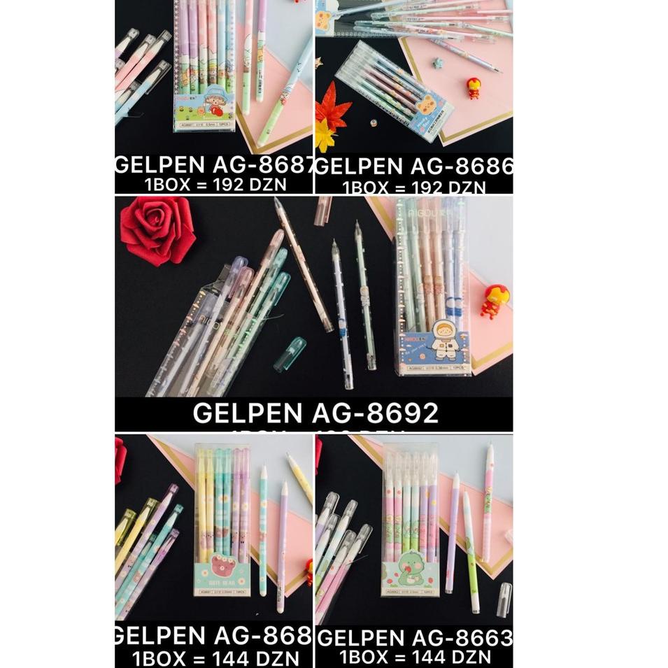 

(LANGSUNG KIRIM) 12 Pcs/ 1 Lusin Bolpen Pulpen Pena Gel Mika 0,5 mm Ai Gou ANEKA Karakter