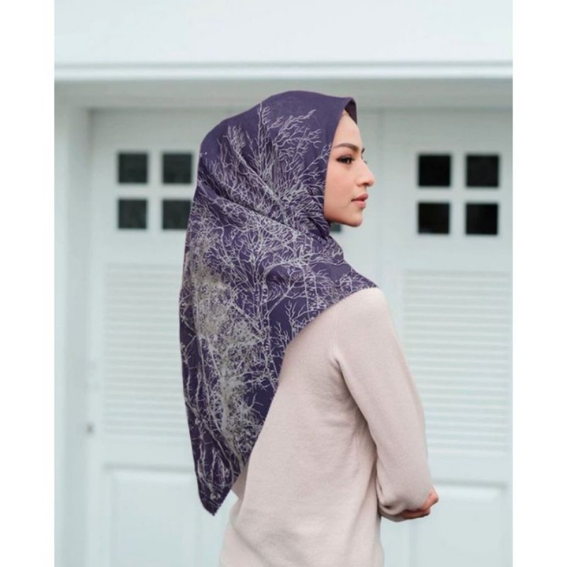 HIJAB SEGI EMPAT VOAL MOTIF RANTING UNGU KERUDUNG JILBAB MURAH