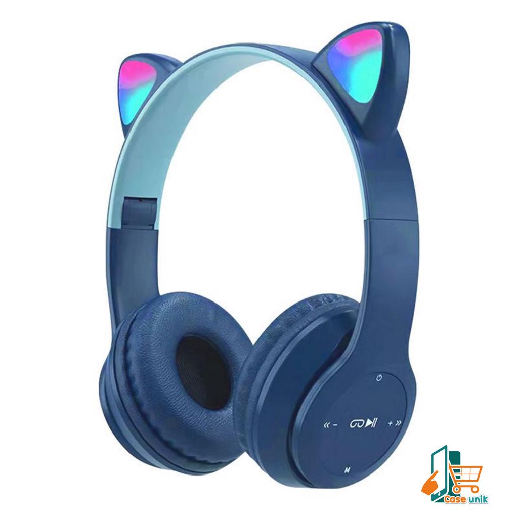 CAT EARS HEADSET headphone Hf bando telinga kucing P47m LED BANDO BLUETOOTH wireles RGB GAME HEADSET G-P47M LED WIRELESS super BASS CS5756