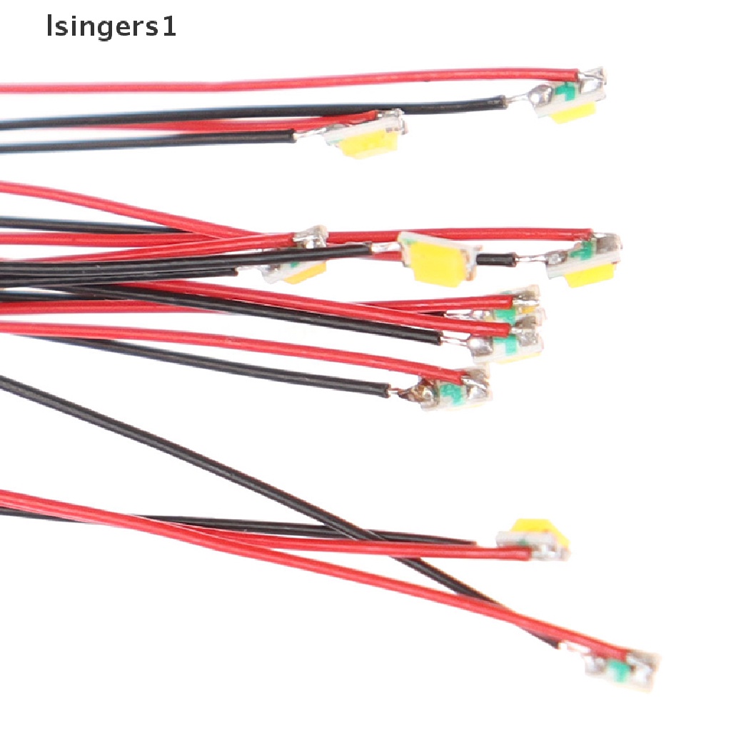 (lsingers1) 10pcs Lampu led t0603wm pre-soldered micro 0.1mm Kabel Tembaga Putih smd 0603 Panjang 20cm