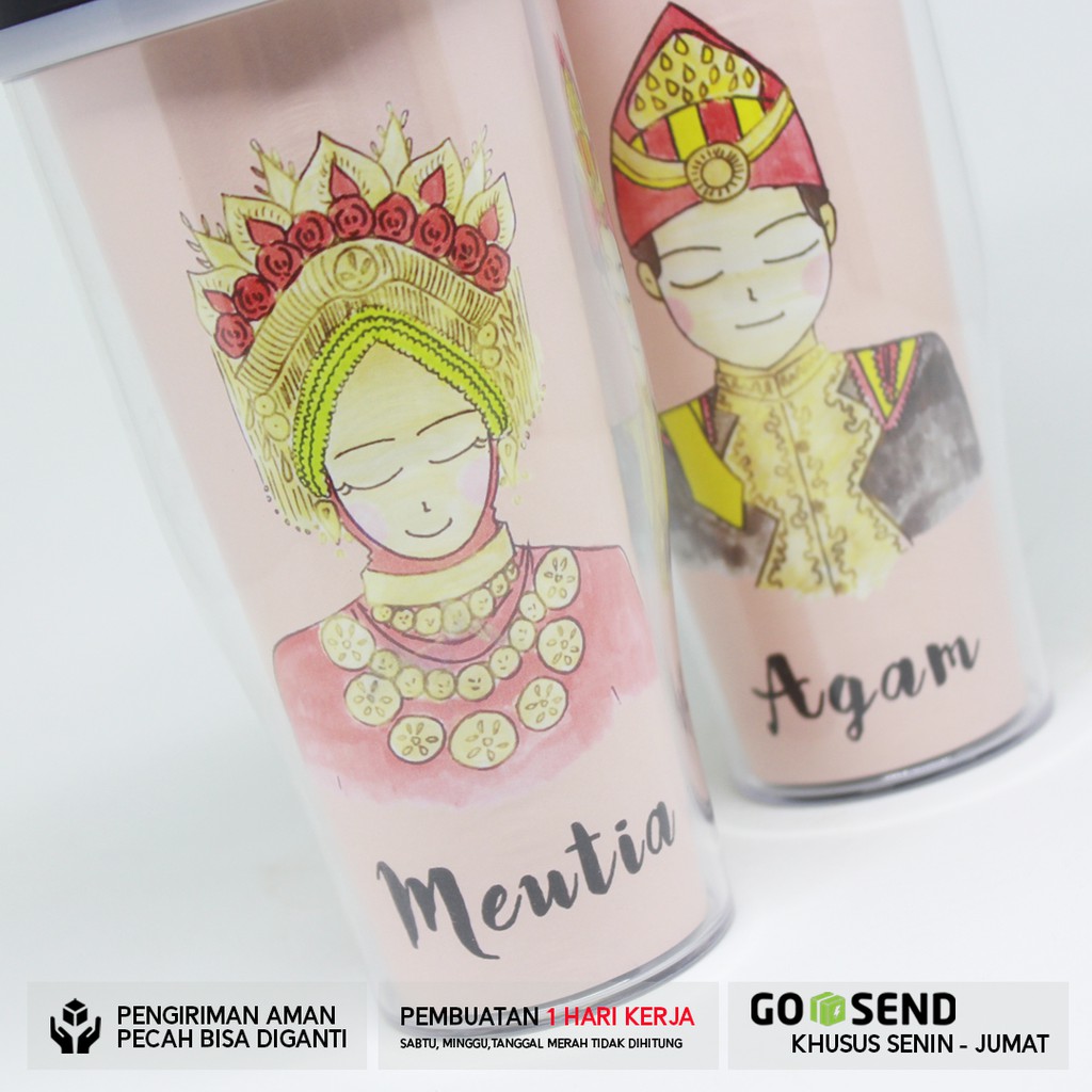 Exmoor Tumbler Couple Pengantin Aceh Hijab Untuk Kado Pernikahan
