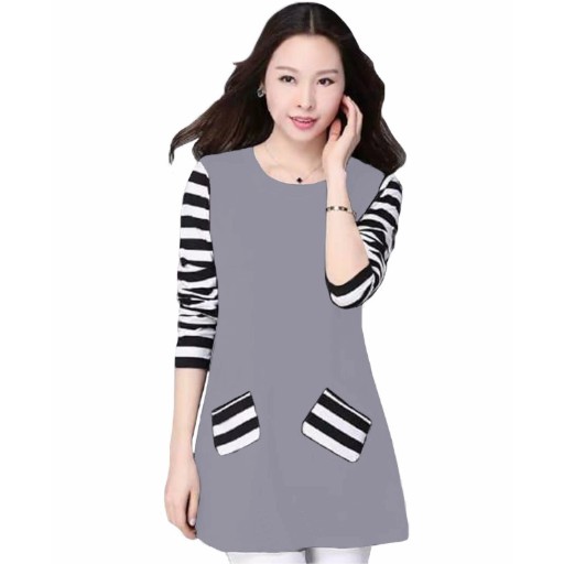 Fifi FASHION Blus Lengan Panjang Wanita Gaya Korea Kombinasi Salur - Audrey