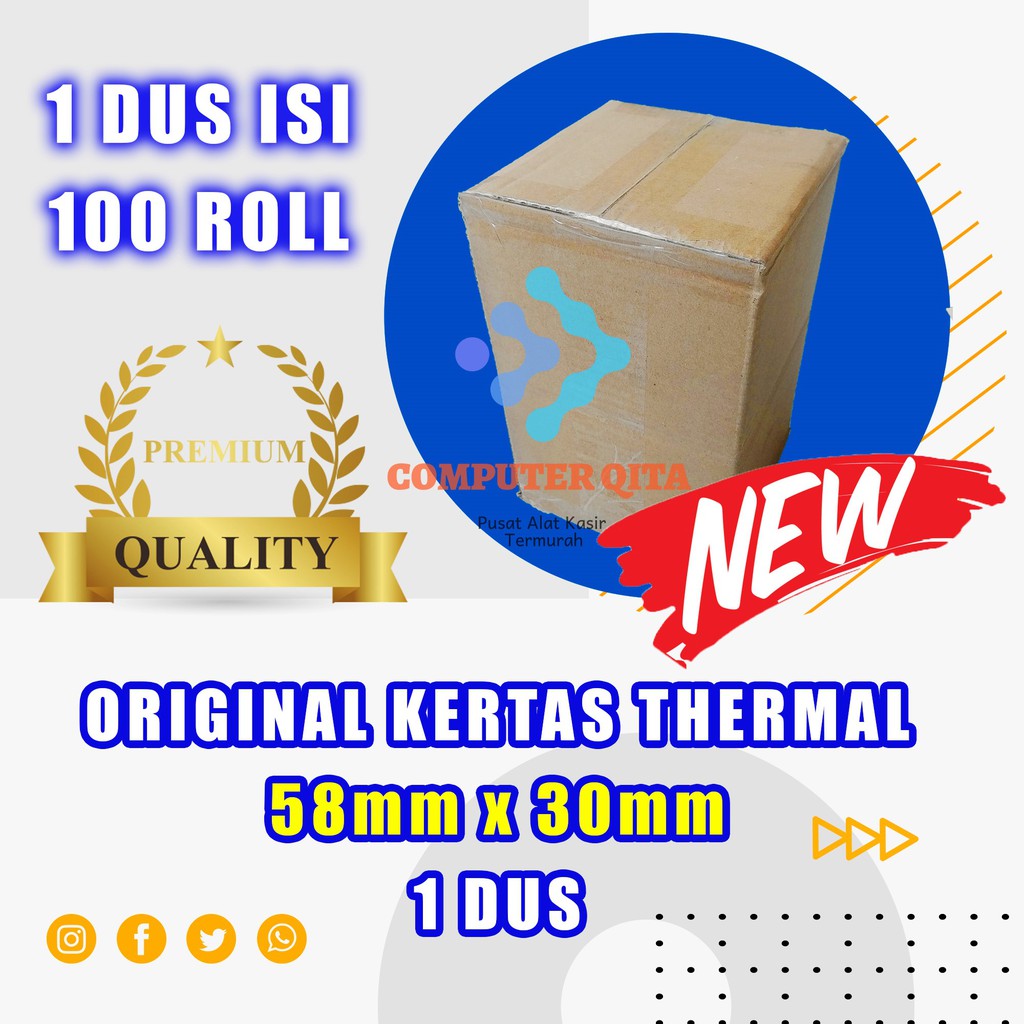 

Kertas thermal paper roll / Kertas Termal 58 x 30 1 Dus terlaris