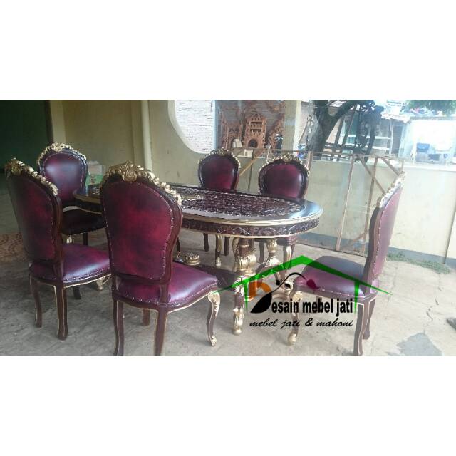 Kursi Makan ukir lavia 6 kursi furniture jati jepara