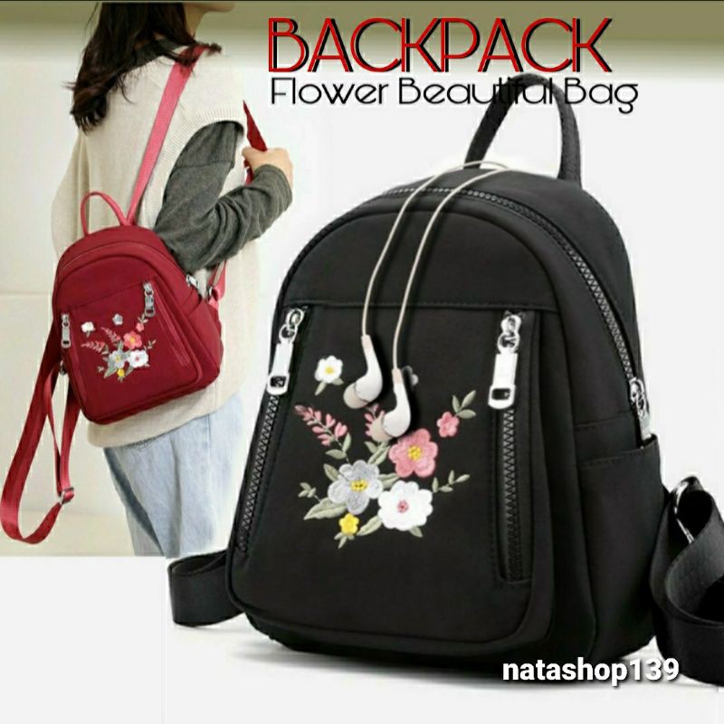 Hot Sale 2020 Fashion Women Backpack Flower Bordir Beautiful Bag Travel Student School Small Casual