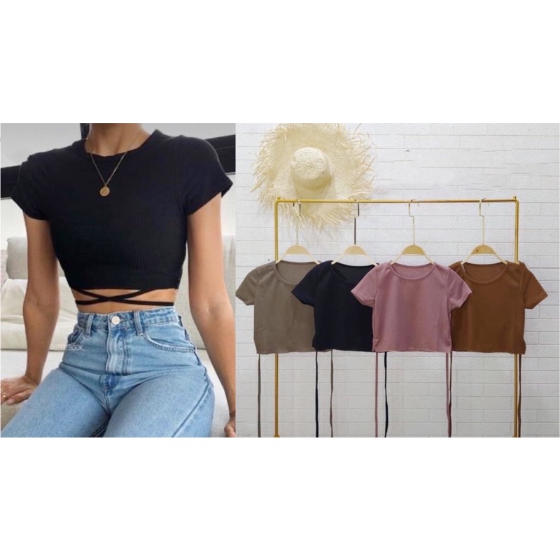 croptop knit silang depan,atasan croptop elise knit,atasan wanita croptop polos elise rajut wanita