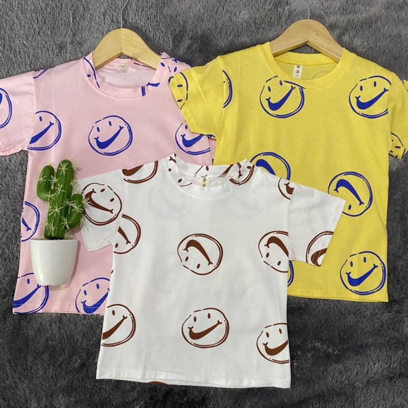 import T shirt kaos anak unisex laki perempuan full print smile usia 1-5tahun