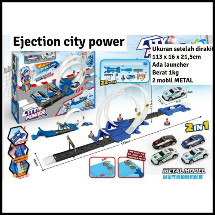 Mainan Edukasi Anak City Power Ejection Racing Track Hotwheel 22 Pcs