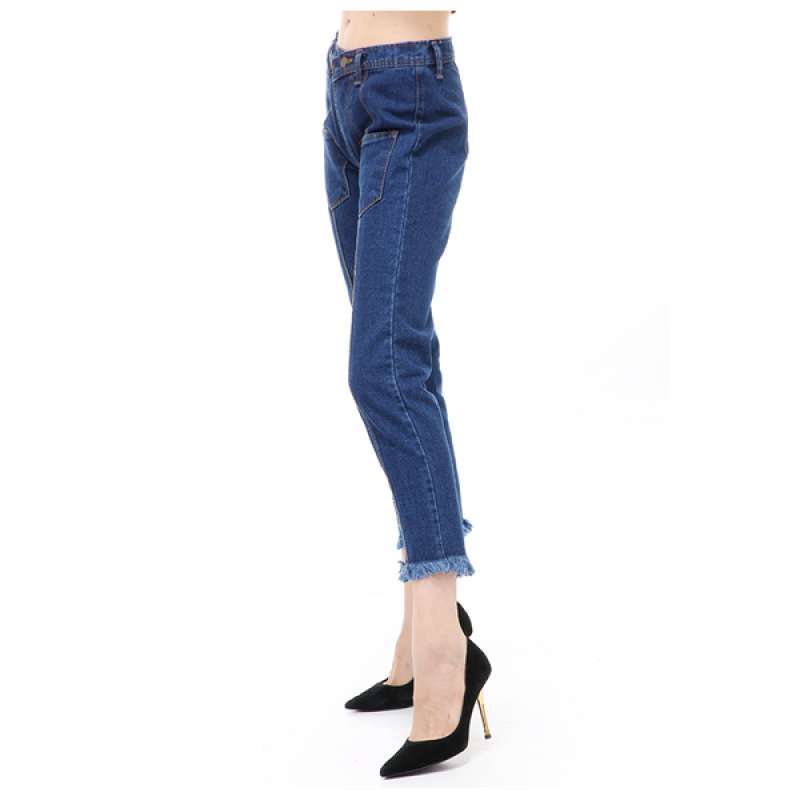 Ets_group Boyfriend Pocket Boykot Jeans Tebal / Celana BF Saku Depan Wanita