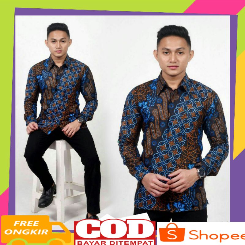 Kemeja Batik Pria Lengan Panjang EXCLUSIVE Kemeja Batik Cowok Kerja