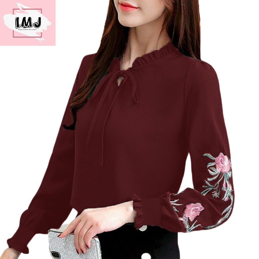 jy65 IMJ AURELIA BORDIR baju atasan wanita terbaru blouse koreanstyle blouse wanita lengan panjang