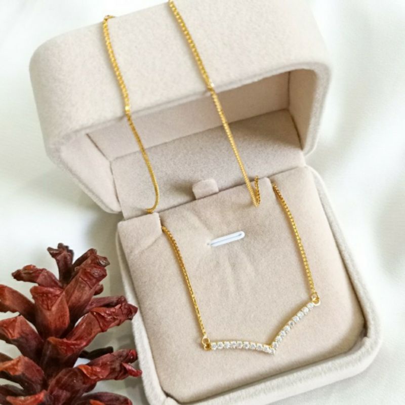 Kalung liontin Wanita Hati bunga Hadiah ultah Teman Pacar Emas asli